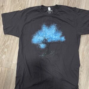 Men's Black Tee with Blue Tree Graphic